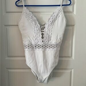 Becca White One-Piece Swimsuit Size Large - Brand New!!